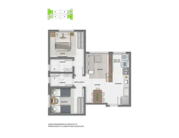 Apartamento 2 quartos 2 banheiros 49m²