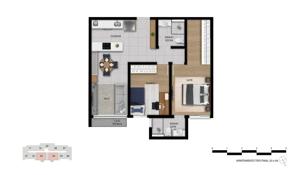 Apartamento 2 quartos 1 banheiro 54m²