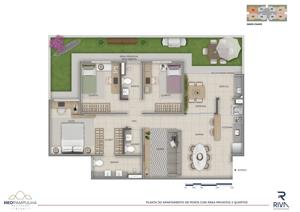 Apartamento 2 quartos 1 banheiro 55m²