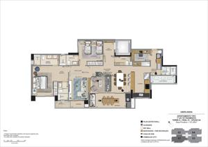 Apartamento 3 quartos 4 banheiros 137m²