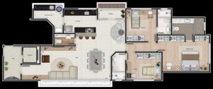 Apartamento 2 quartos 2 banheiros 93m²