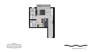 Apartamento 2 quartos 1 banheiro 54m²