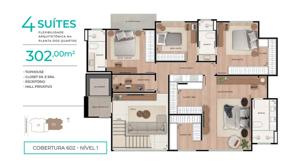 Apartamento 4 quartos 3 banheiros 302m²