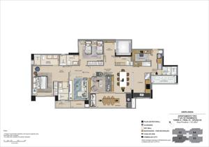 Apartamento 3 quartos 4 banheiros 137m²