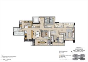 Apartamento 3 quartos 4 banheiros 137m²