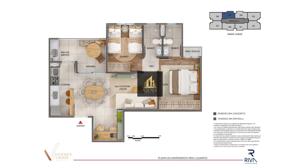 Apartamento 3 quartos  banheiros 118m²