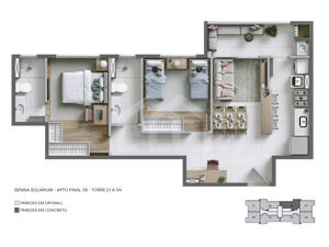 Apartamento 1 - 2 quartos 44 a 60m²