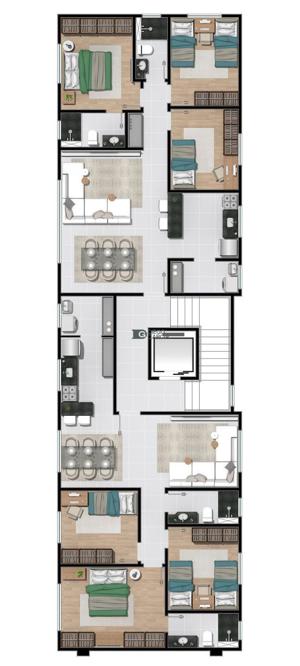 Apartamento 3 quartos 1 banheiro 76m²