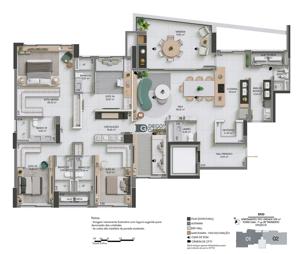 Apartamento 4 quartos 6 banheiros 225m²