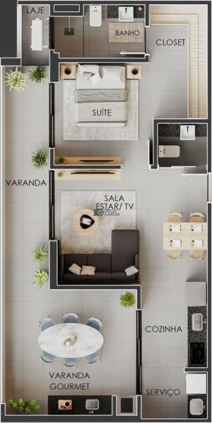 Apartamento 2 quartos 2 banheiros 110m²