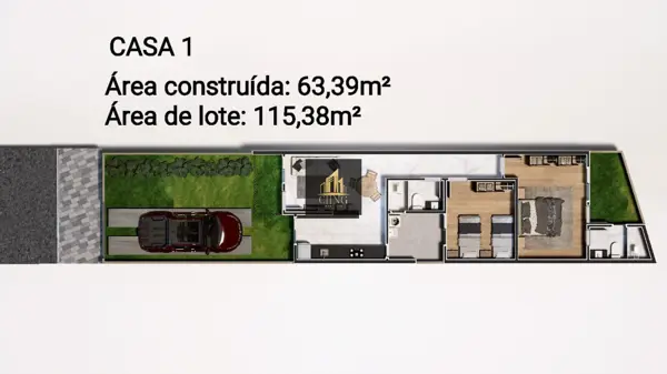 Casa 2 quartos  banheiros 65m²