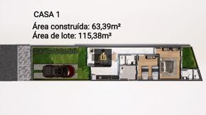 Casa 2 quartos  banheiros 65m²