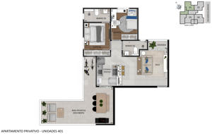Apartamento 2 quartos 1 - 2 vagas 53 a 73m²
