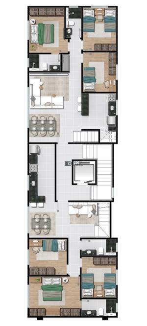 Apartamento 3 quartos 1 banheiro 76m²