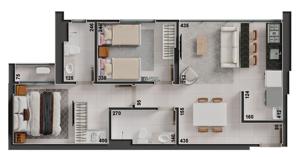 Apartamento 2 quartos 2 banheiros 59m²