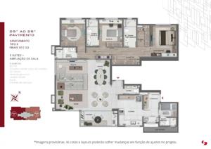 Apartamento 3 quartos 3 banheiros 99m²