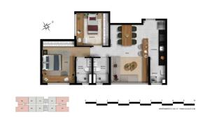 Apartamento 2 quartos 2 banheiros 73m²