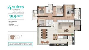 Apartamento 4 quartos 3 banheiros 302m²