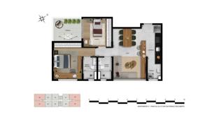 Apartamento 2 quartos 2 banheiros 73m²