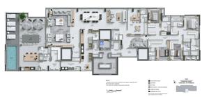 Apartamento 4 quartos 6 banheiros 225m²