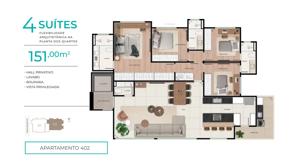 Apartamento 4 quartos 3 banheiros 302m²