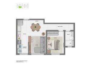 Apartamento 2 quartos 2 banheiros 49m²