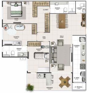 Apartamento 3 quartos 2 banheiros 104m²