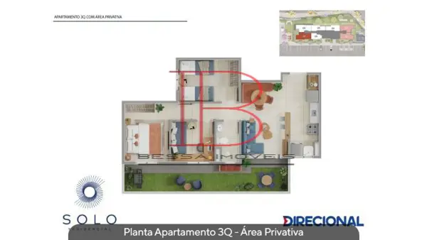 Apartamento 3 quartos 2 banheiros 
