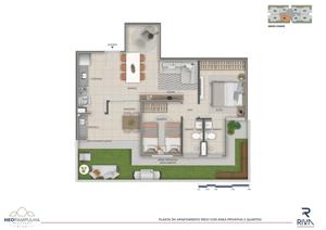 Apartamento 2 quartos 1 banheiro 55m²