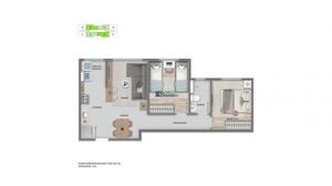 Apartamento 1 quarto 1 banheiro 38m²
