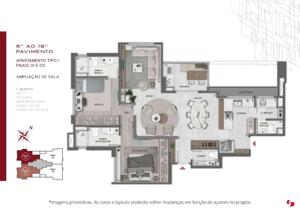 Apartamento 3 quartos 3 banheiros 99m²