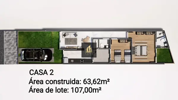Casa 2 quartos  banheiros 65m²