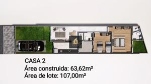 Casa 2 quartos  banheiros 65m²