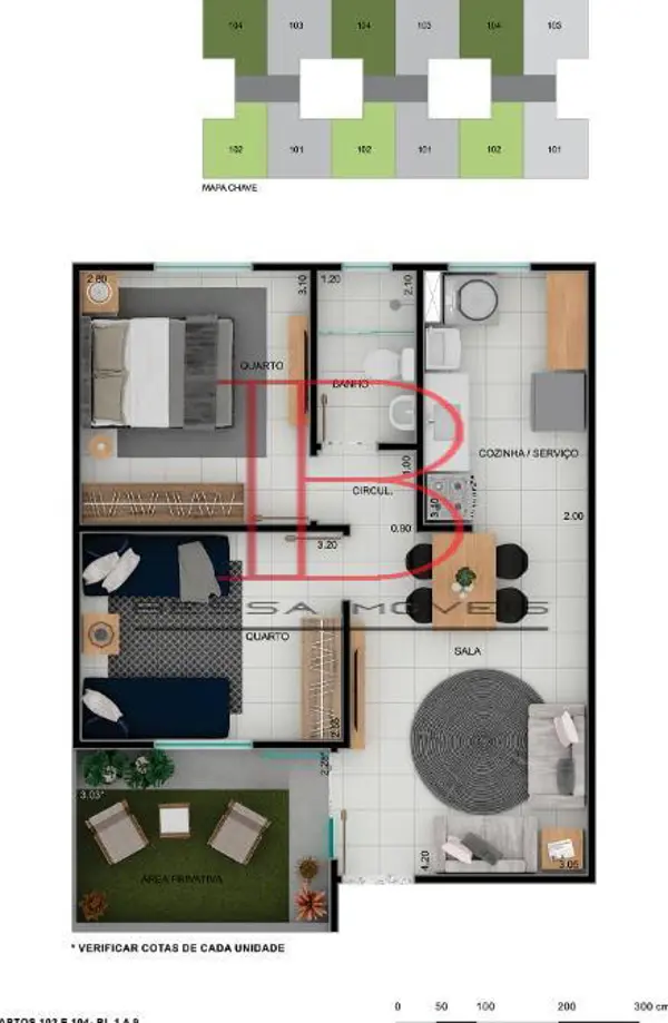 Apartamento 2 quartos 2 banheiros 