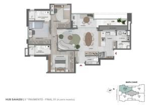 Apartamento 3 quartos 3 banheiros 99m²