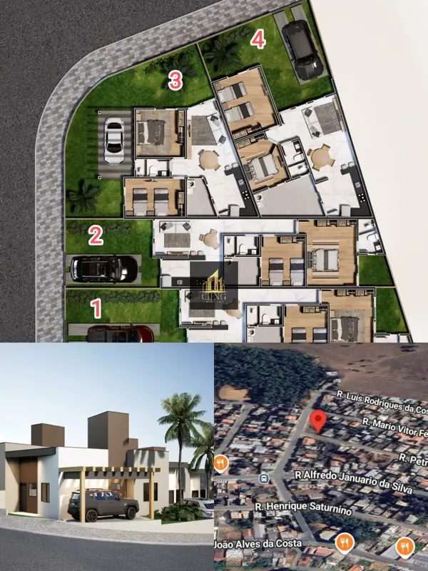 Casa 2 quartos  banheiros 65m²