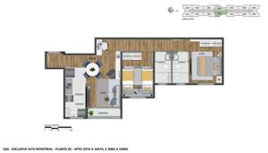 Apartamento 2 quartos 2 banheiros 53m²