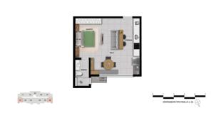 Apartamento 2 quartos 1 banheiro 54m²