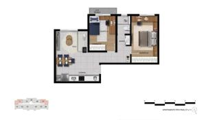 Apartamento 2 quartos 1 banheiro 54m²