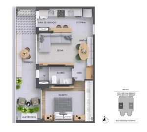 Apartamento 2 quartos 2 banheiros 106m²