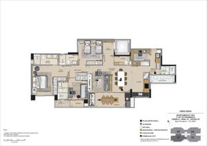 Apartamento 3 quartos 4 banheiros 137m²