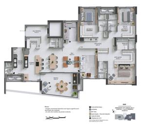 Apartamento 4 quartos 6 banheiros 225m²