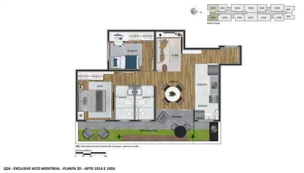 Apartamento 2 quartos 2 banheiros 51m²