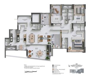 Apartamento 4 quartos 6 banheiros 225m²