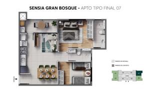 Apartamento 1 - 2 quartos 1 vagas 44 a 60m²
