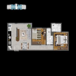 Apartamento 2 quartos 2 banheiros 54m²