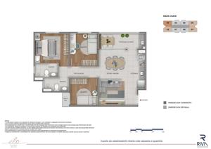 Apartamento 3 quartos 2 banheiros 65m²