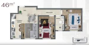 Apartamento 2 quartos 2 banheiros 92m²