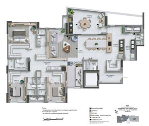 Apartamento 4 quartos 6 banheiros 225m²